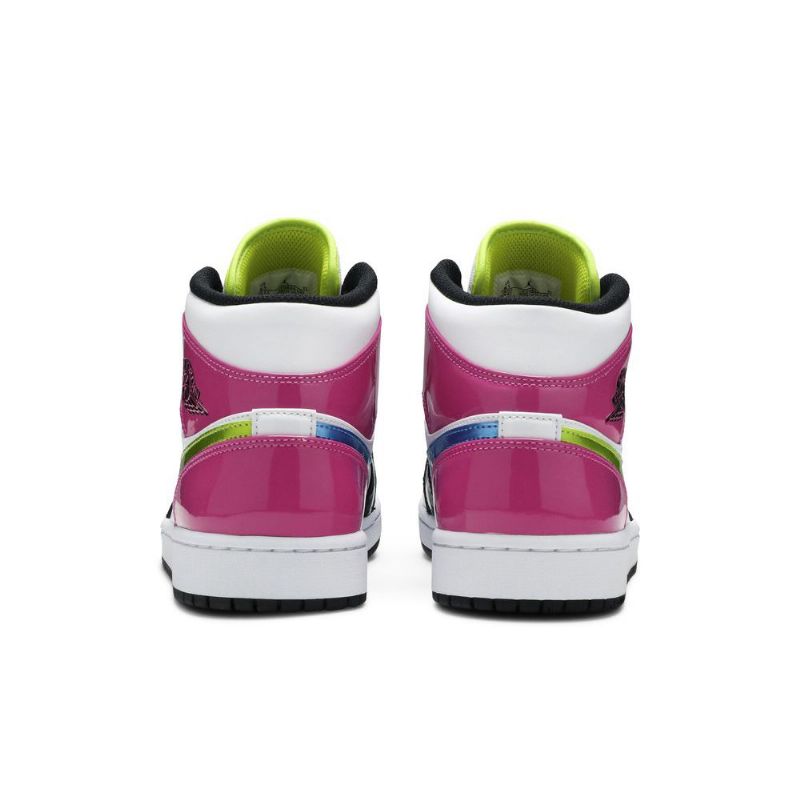 Air Jordan 1 Mid Se Hvit Rosa Svart Herresko
