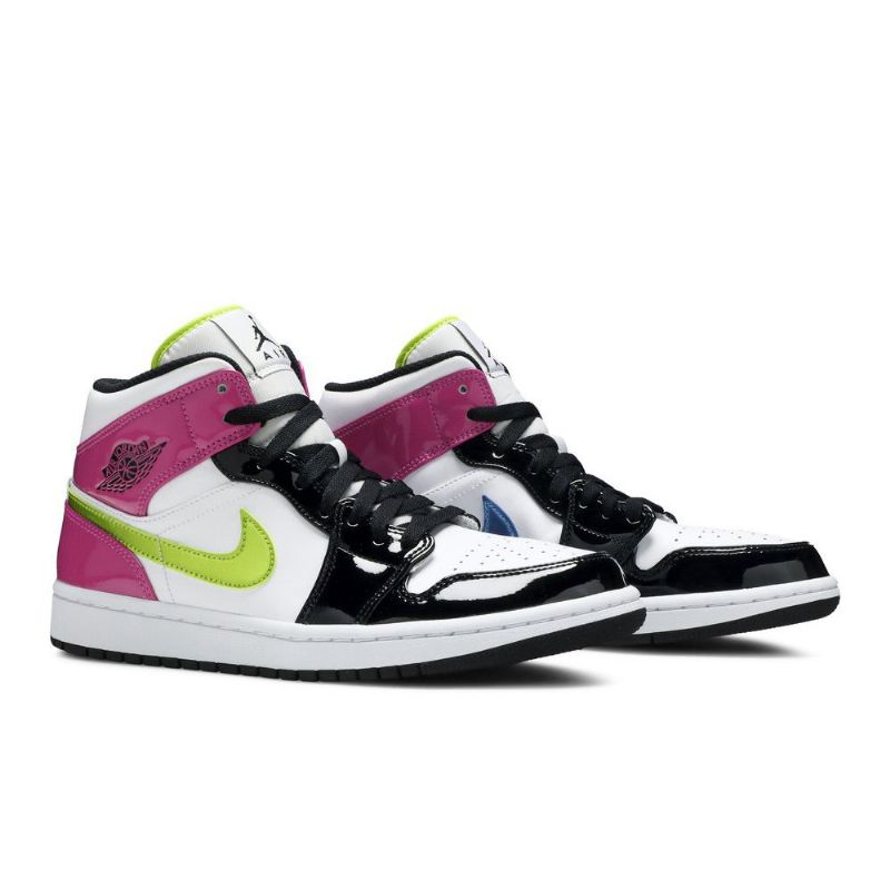 Air Jordan 1 Mid Se Hvit Rosa Svart Herresko