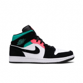 Air Jordan 1 Mid Se Hvit Svart Blå Rosa Herresko