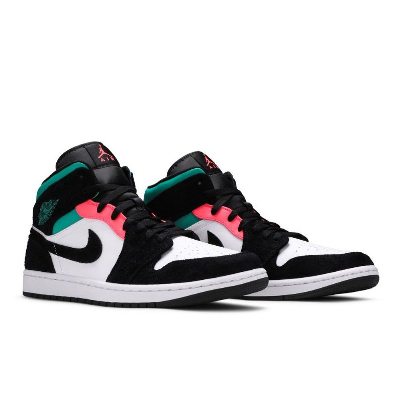 Air Jordan 1 Mid Se Hvit Svart Blå Rosa Herresko