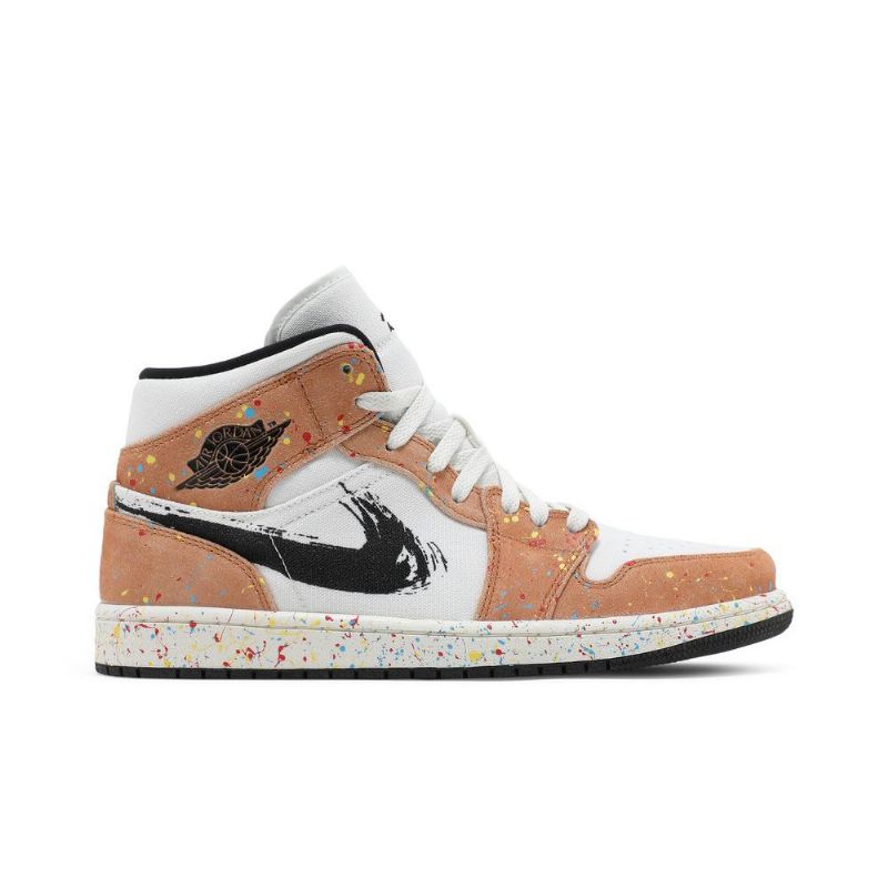 Air Jordan 1 Mid Se Hvit Svart Brun Herresko