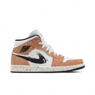 Air Jordan 1 Mid Se Hvit Svart Brun Herresko