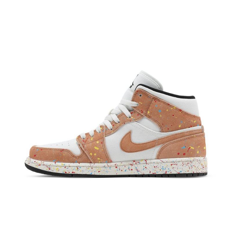 Air Jordan 1 Mid Se Hvit Svart Brun Herresko
