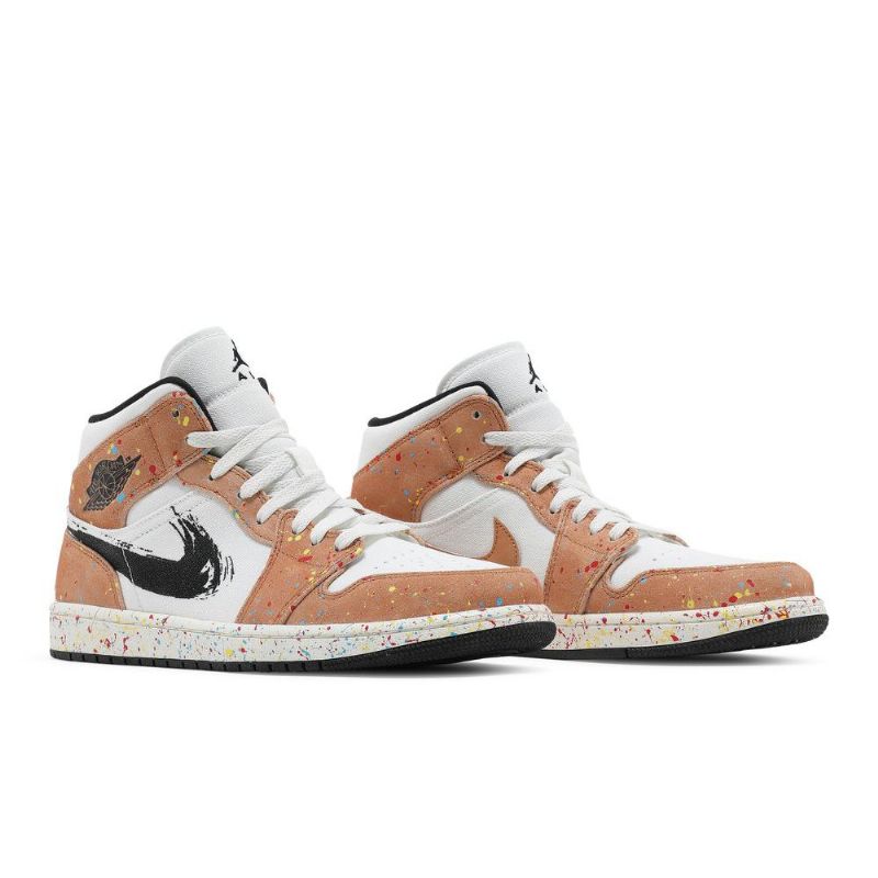 Air Jordan 1 Mid Se Hvit Svart Brun Herresko