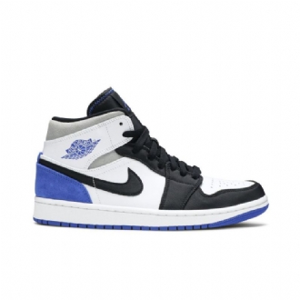 Air Jordan 1 Mid Se Hvit Svart Grå Blå Herresko