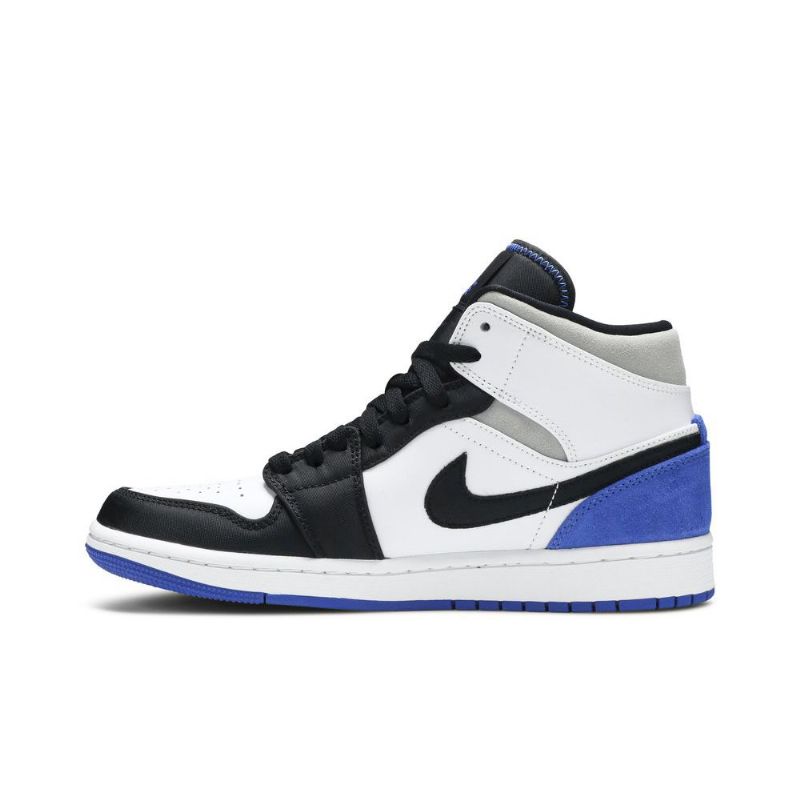 Air Jordan 1 Mid Se Hvit Svart Grå Blå Herresko