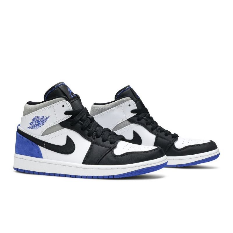 Air Jordan 1 Mid Se Hvit Svart Grå Blå Herresko