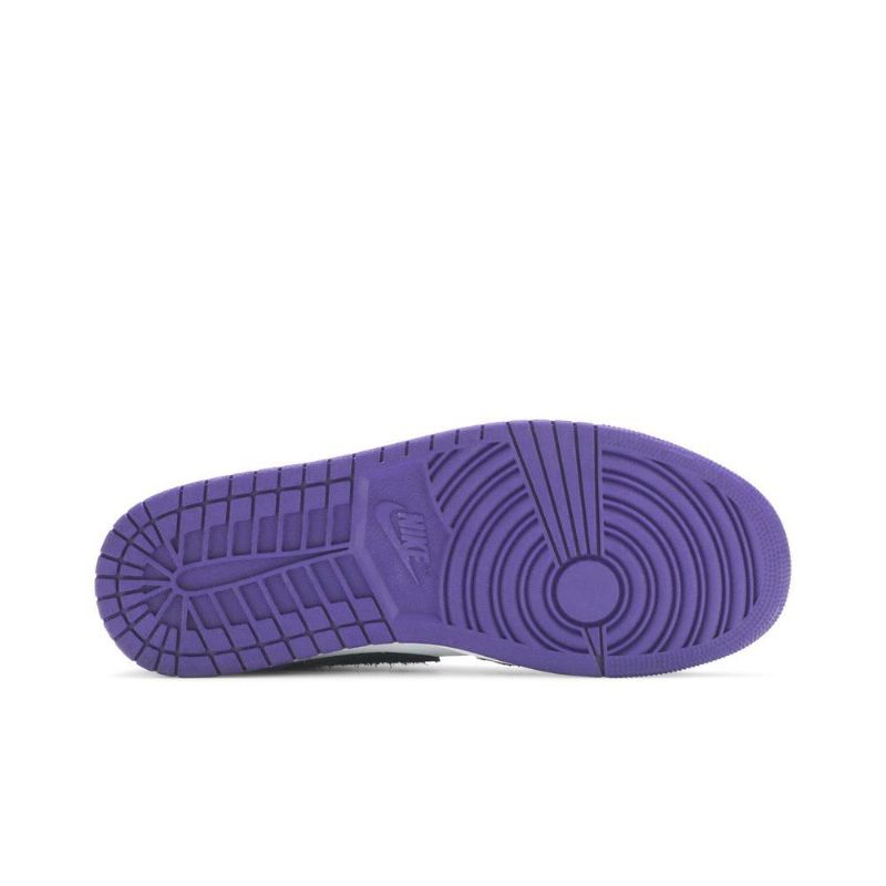 Air Jordan 1 Mid Se Hvit Svart Grå Lilla Herresko