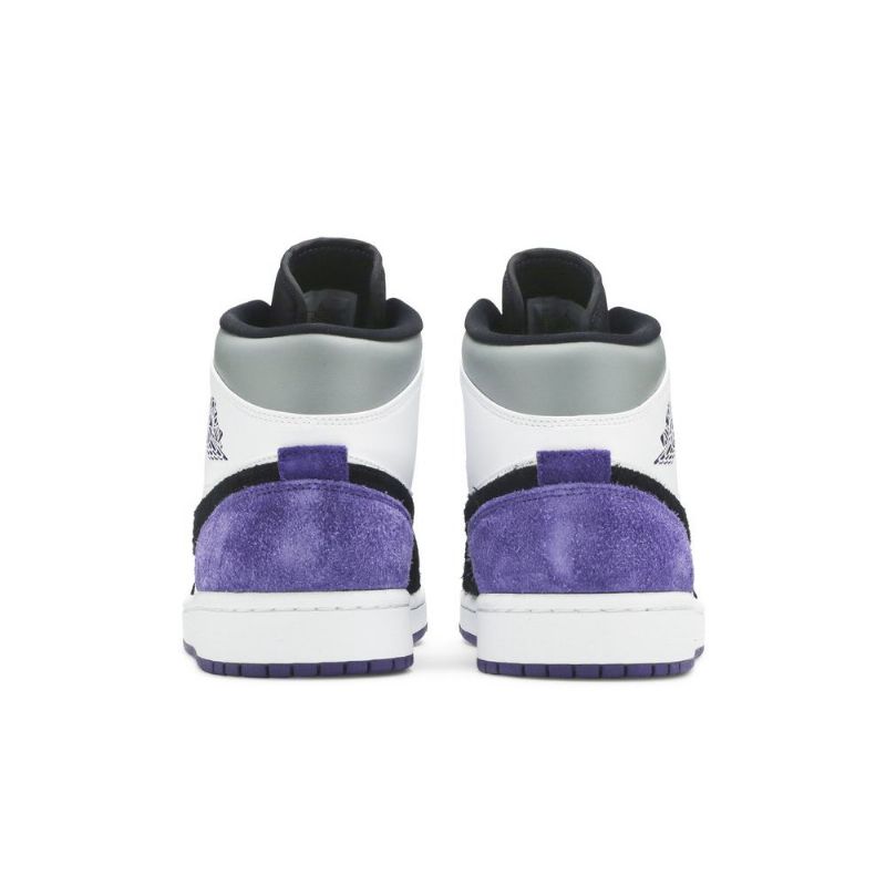 Air Jordan 1 Mid Se Hvit Svart Grå Lilla Herresko