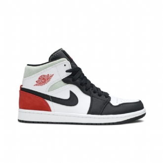 Air Jordan 1 Mid Se Hvit Svart Grå Rød Herresko