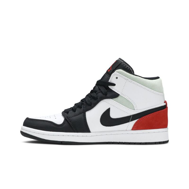 Air Jordan 1 Mid Se Hvit Svart Grå Rød Herresko