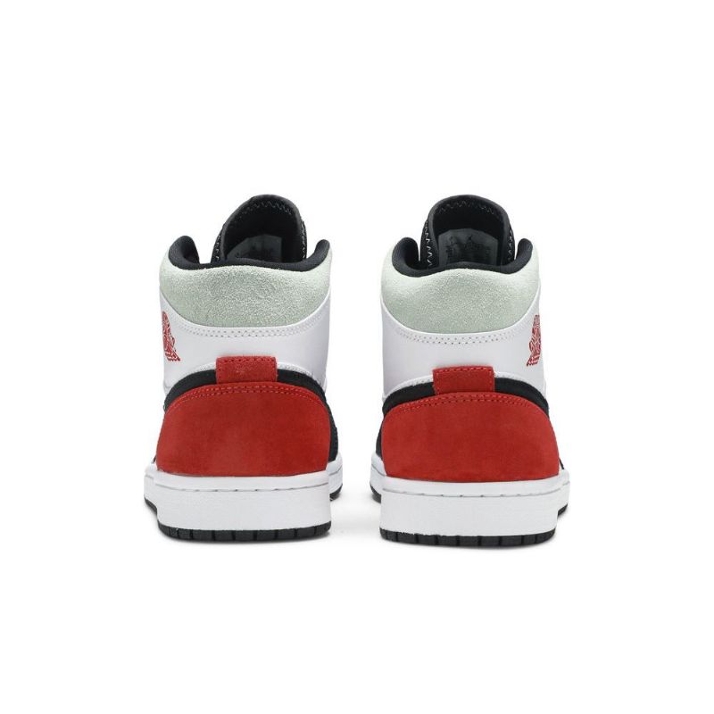Air Jordan 1 Mid Se Hvit Svart Grå Rød Herresko