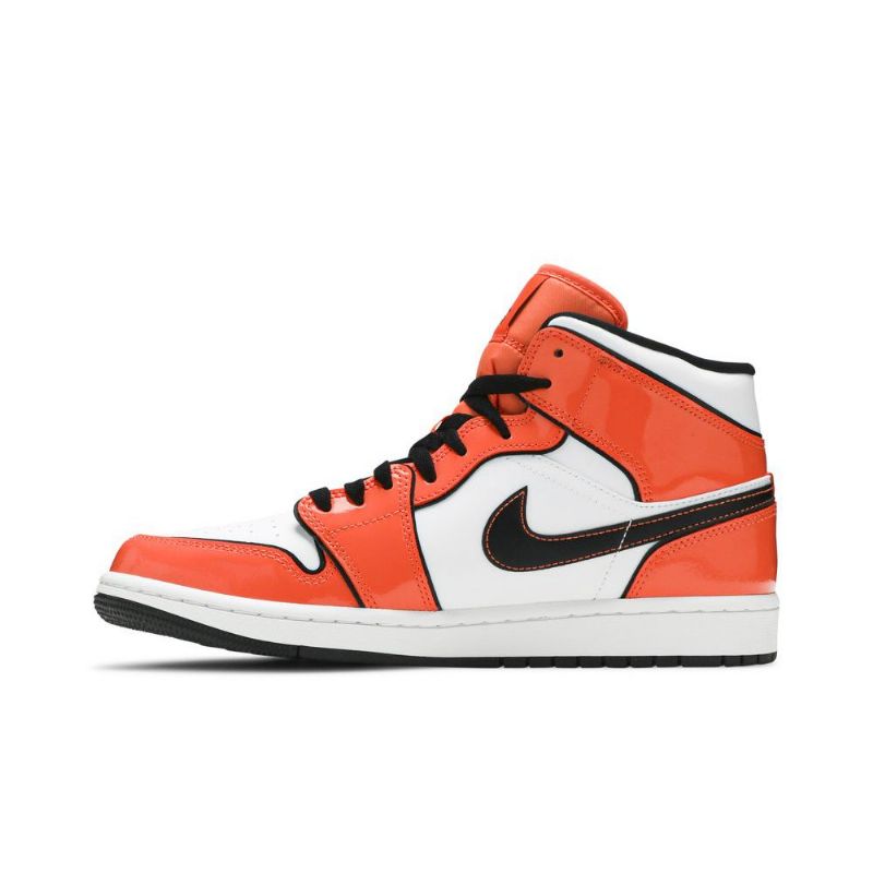 Air Jordan 1 Mid Se Oransje Hvit Svart Herresko