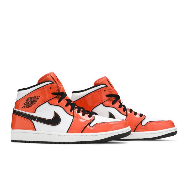 Air Jordan 1 Mid Se Oransje Hvit Svart Herresko