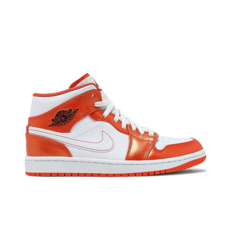 Air Jordan 1 Mid Se Oransje Hvit Svart Herresko