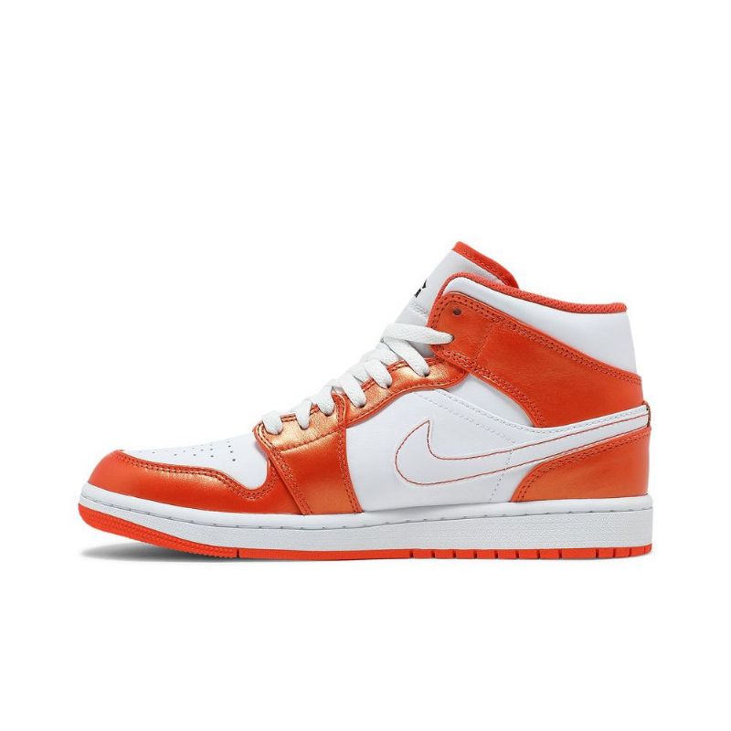 Air Jordan 1 Mid Se Oransje Hvit Svart Herresko