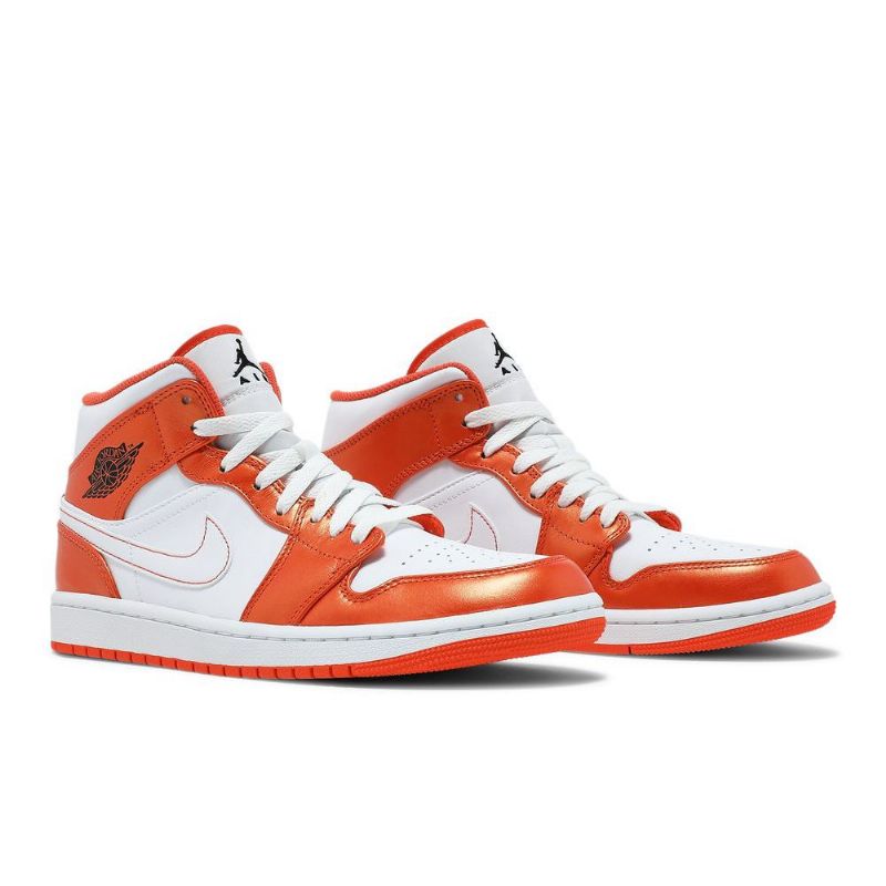Air Jordan 1 Mid Se Oransje Hvit Svart Herresko