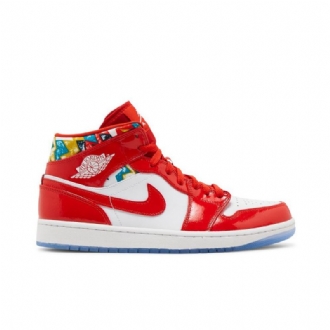 Air Jordan 1 Mid Se Rødt Hvitt Gull Blå Herresko