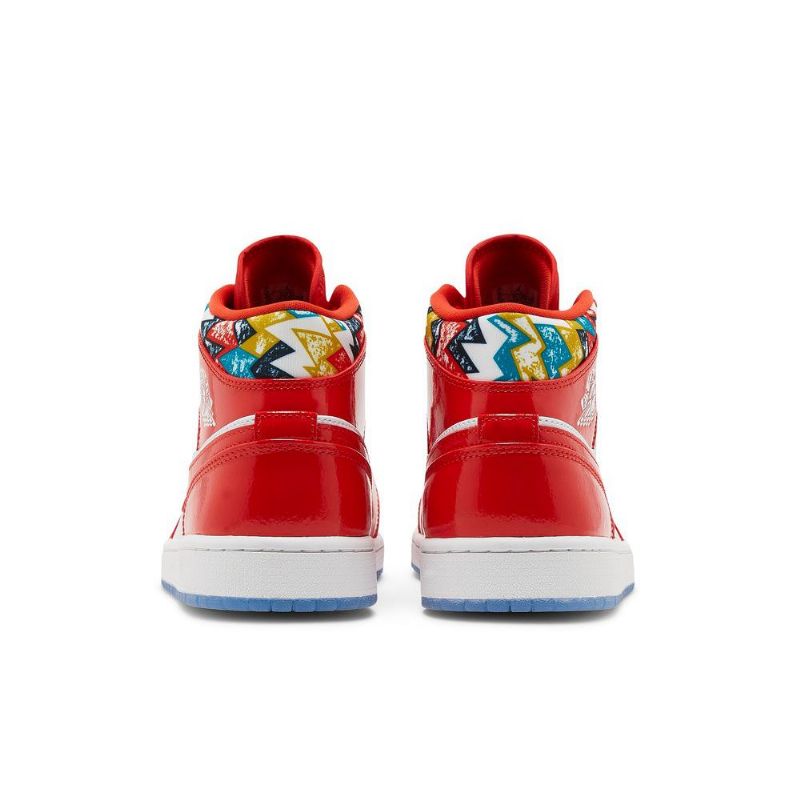 Air Jordan 1 Mid Se Rødt Hvitt Gull Blå Herresko
