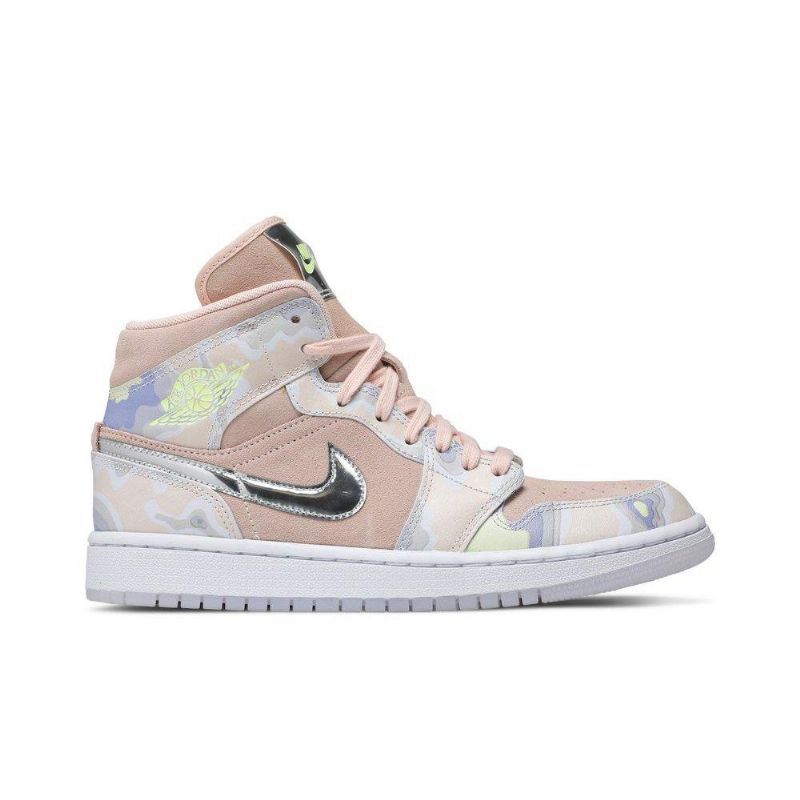 Air Jordan 1 Mid Se Rosa Sølvgrønne Damesko