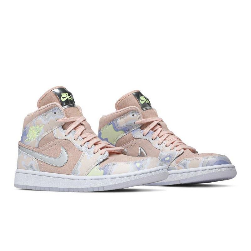 Air Jordan 1 Mid Se Rosa Sølvgrønne Damesko
