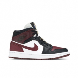Air Jordan 1 Mid Se Sort Bordeaux Hvite Damesko