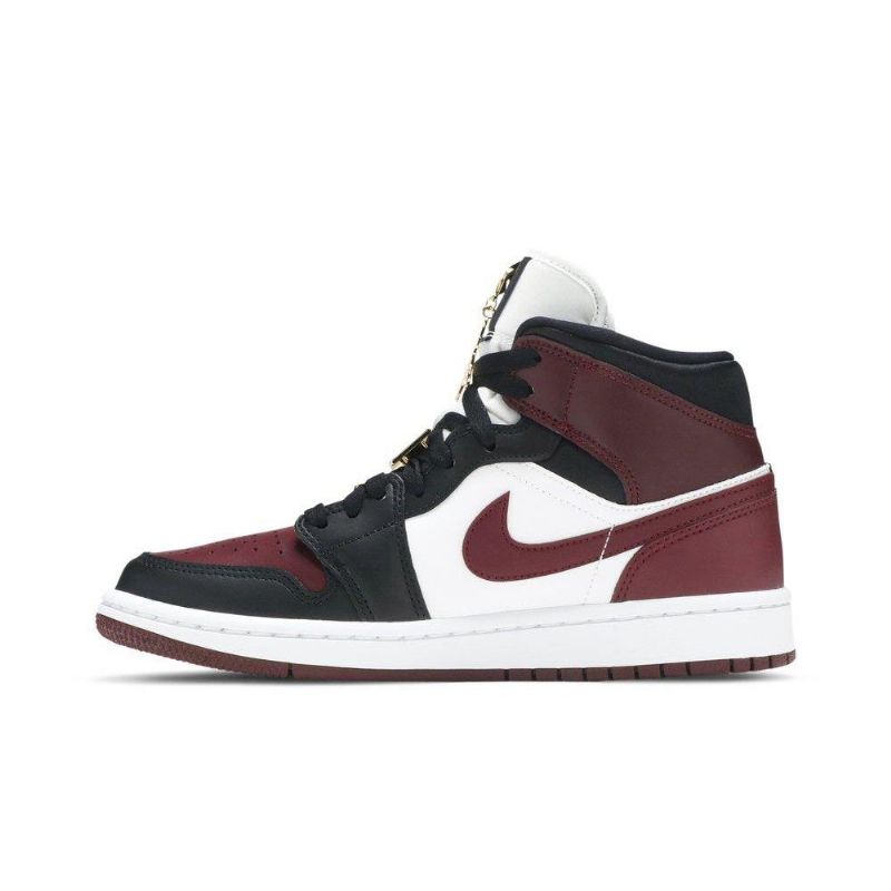 Air Jordan 1 Mid Se Sort Bordeaux Hvite Damesko
