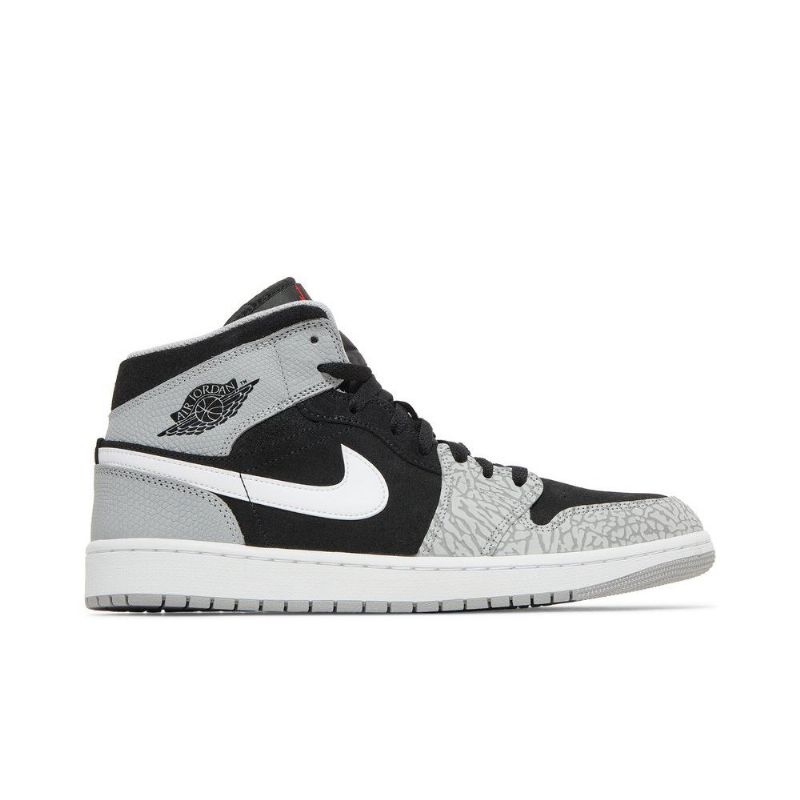 Air Jordan 1 Mid Se Svart Grå Hvit Rød Herresko