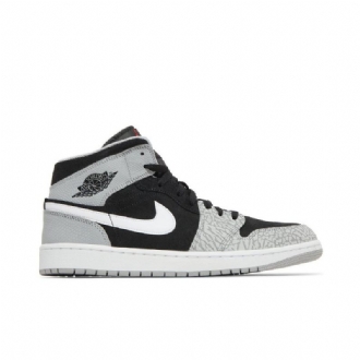 Air Jordan 1 Mid Se Svart Grå Hvit Rød Herresko