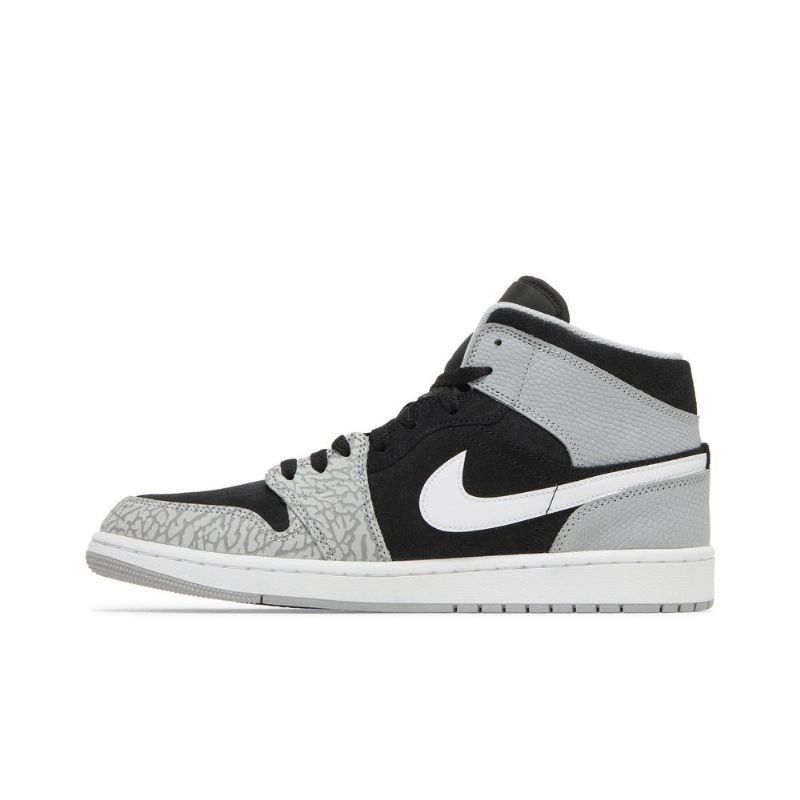 Air Jordan 1 Mid Se Svart Grå Hvit Rød Herresko