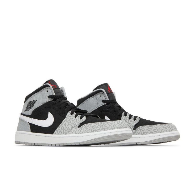 Air Jordan 1 Mid Se Svart Grå Hvit Rød Herresko