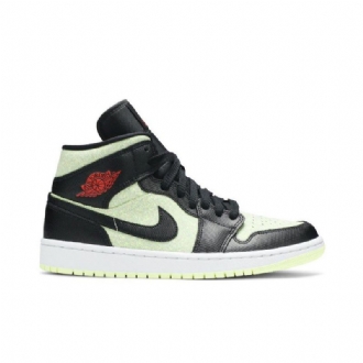 Air Jordan 1 Mid Se Svart Grønn Rød Damesko