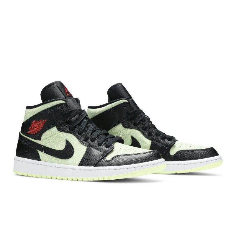 Air Jordan 1 Mid Se Svart Grønn Rød Damesko