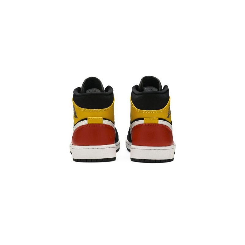 Air Jordan 1 Mid Se Svart Gul Oransje Hvit Herresko