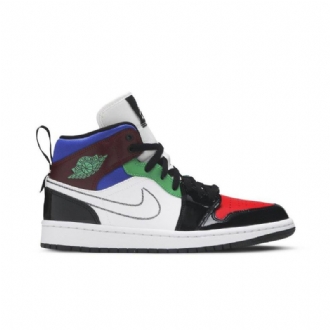 Air Jordan 1 Mid Se Svart Hvit Flerfarget Damesko