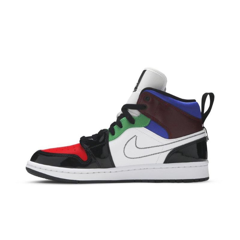 Air Jordan 1 Mid Se Svart Hvit Flerfarget Damesko