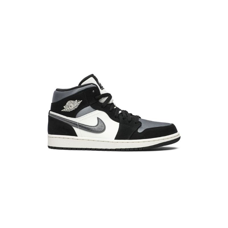 Air Jordan 1 Mid Se Svart Hvit Grå Herresko
