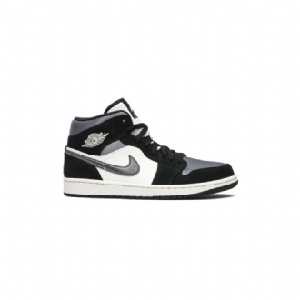 Air Jordan 1 Mid Se Svart Hvit Grå Herresko