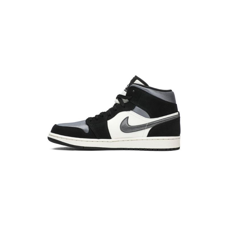 Air Jordan 1 Mid Se Svart Hvit Grå Herresko