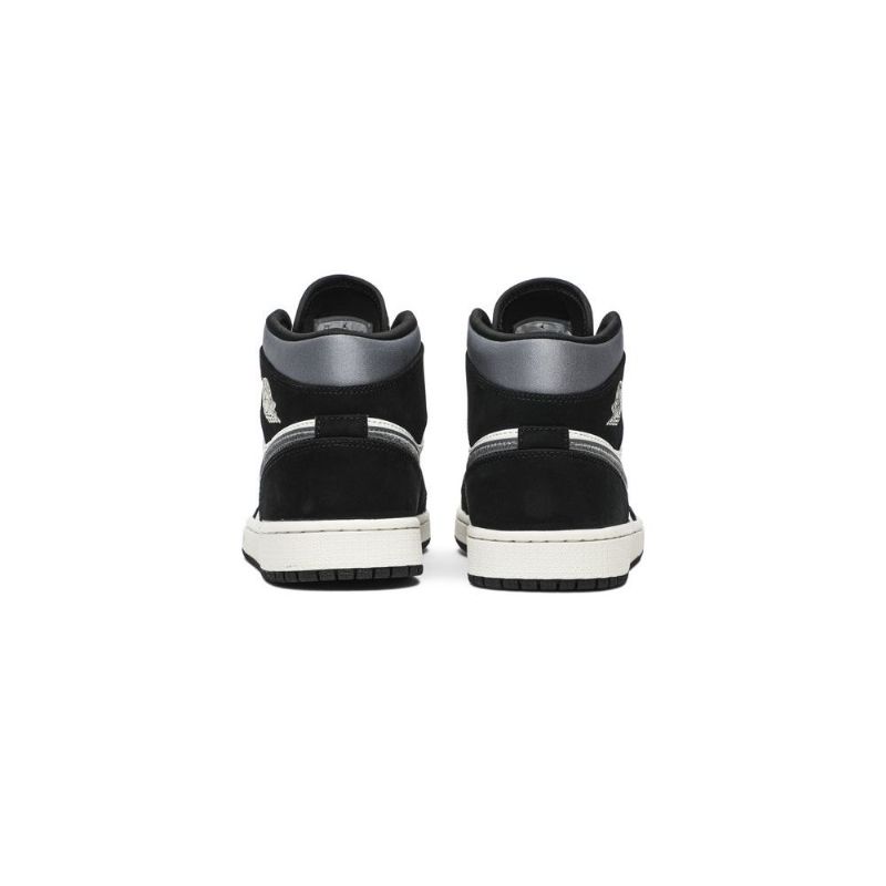Air Jordan 1 Mid Se Svart Hvit Grå Herresko