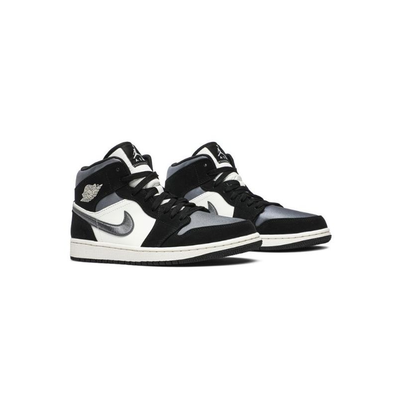Air Jordan 1 Mid Se Svart Hvit Grå Herresko