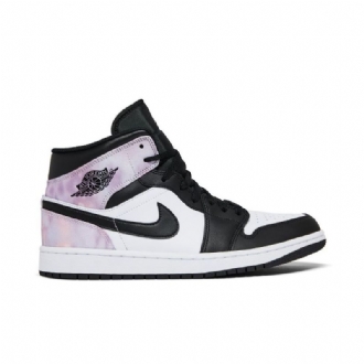 Air Jordan 1 Mid Se Svart Lilla Hvit Herresko