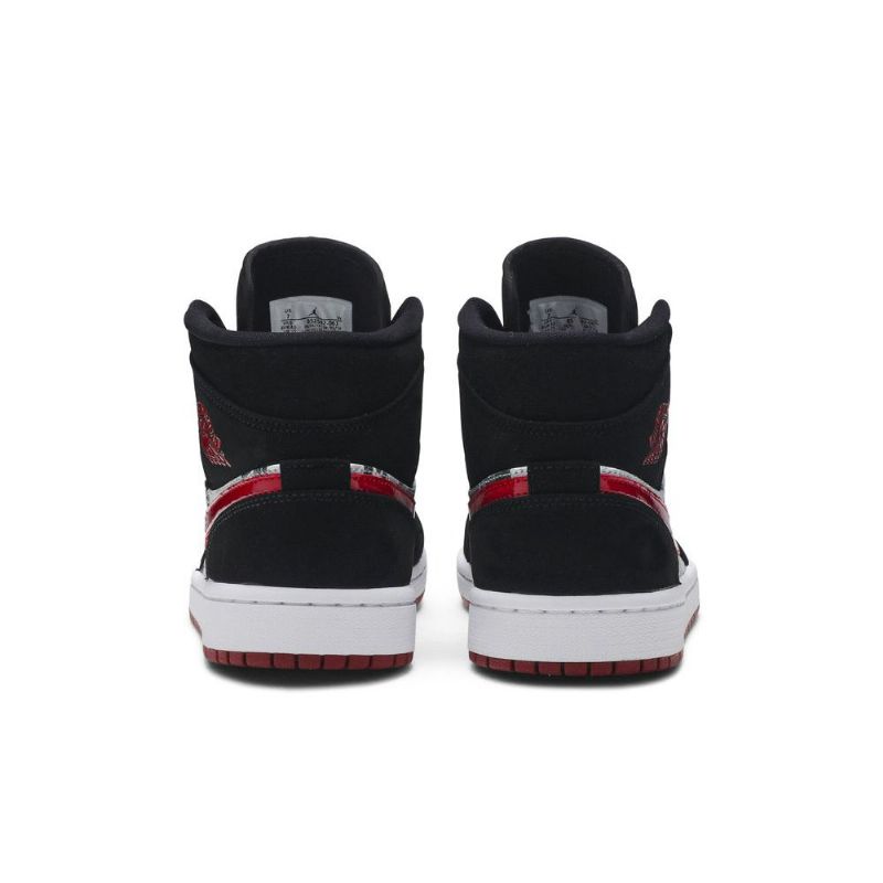 Air Jordan 1 Mid Se Svart Rød Hvit Herresko
