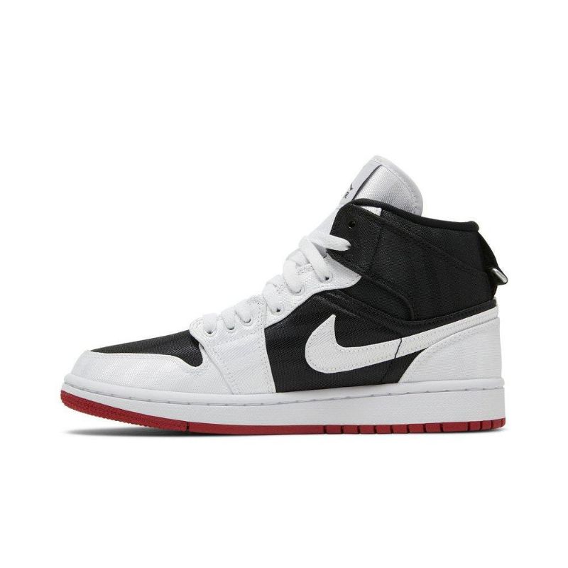 Air Jordan 1 Mid Se Utility Svart Hvit Rød Damesko