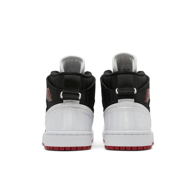 Air Jordan 1 Mid Se Utility Svart Hvit Rød Damesko