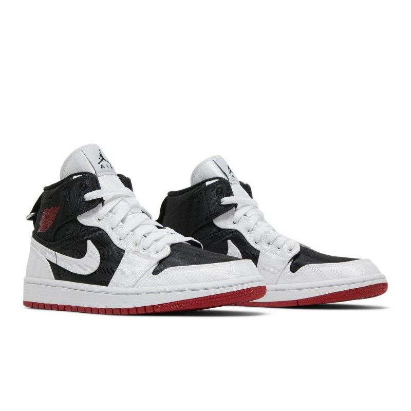 Air Jordan 1 Mid Se Utility Svart Hvit Rød Damesko