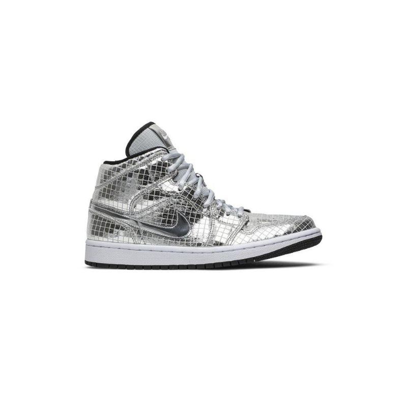 Air Jordan 1 Mid Sølv Hvit Damesko