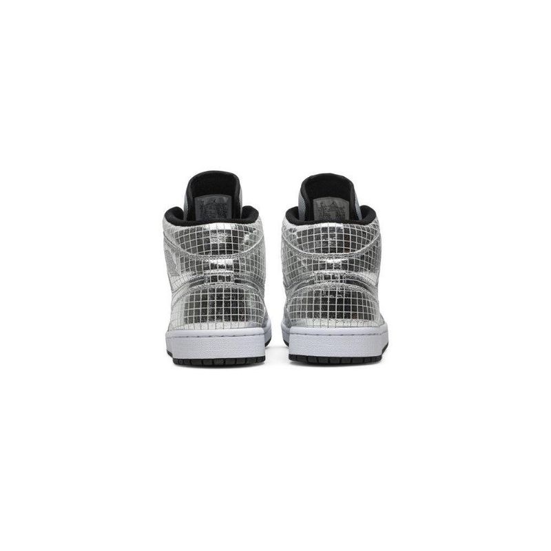 Air Jordan 1 Mid Sølv Hvit Damesko