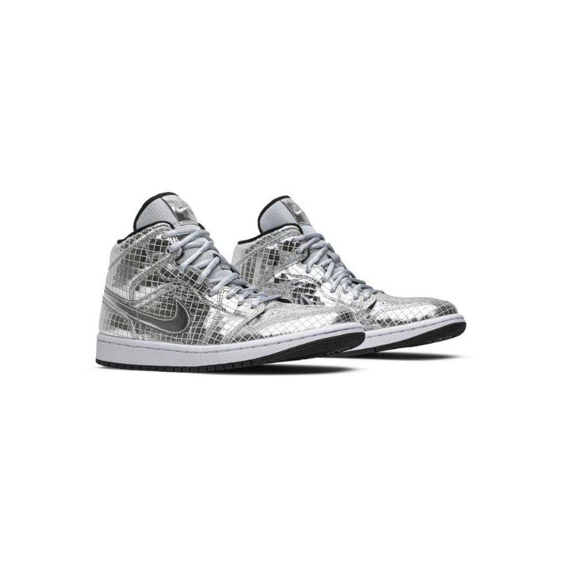 Air Jordan 1 Mid Sølv Hvit Damesko