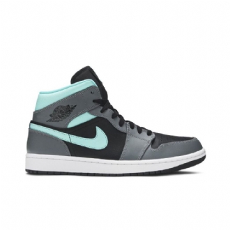 Air Jordan 1 Mid Svart Blå Grå Herresko
